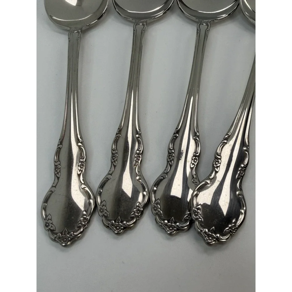 Community Tennyson  Cube Oval Soup Spoons Set Of 4 Oneida Stainless Steel